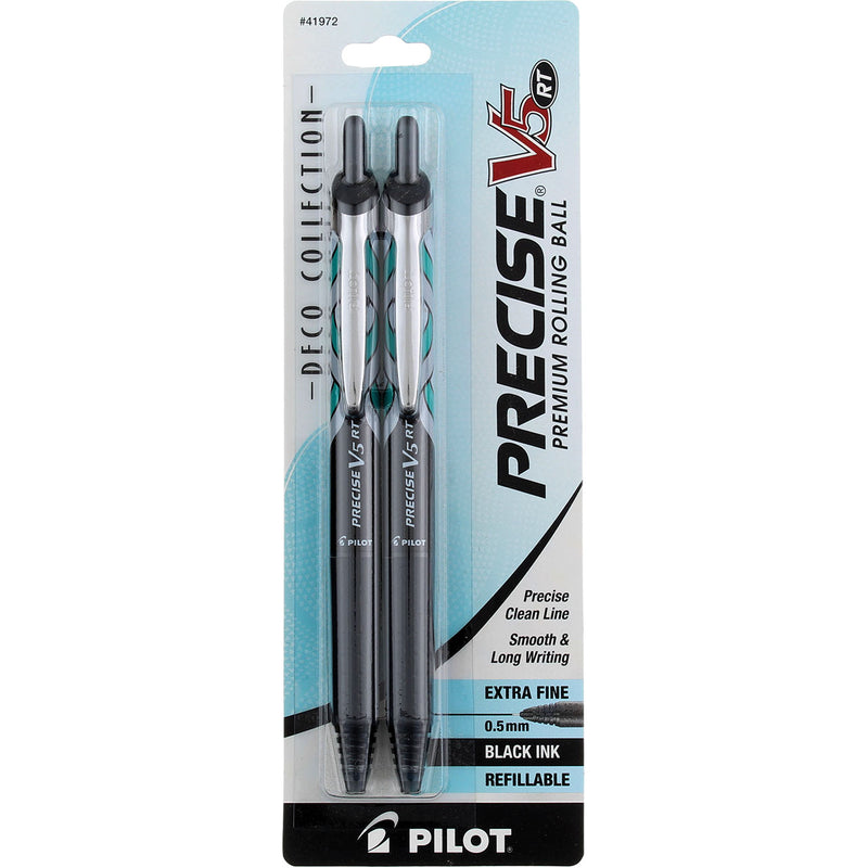 Pilot Precise V5 Retractable Rolling Ball Pen, Extra Fine, Black 41972, 2 Ct
