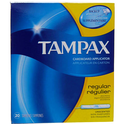 Tampax Cardboard Tampons, Regular, Unscented, 20 Ct