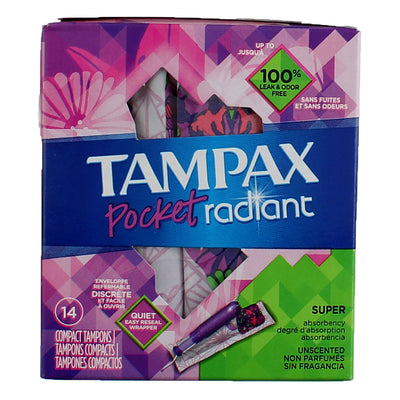 Tampax Pocket Radiant Compact Tampons, 14 Ct