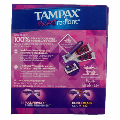 Tampax Pocket Radiant Compact Tampons, 14 Ct
