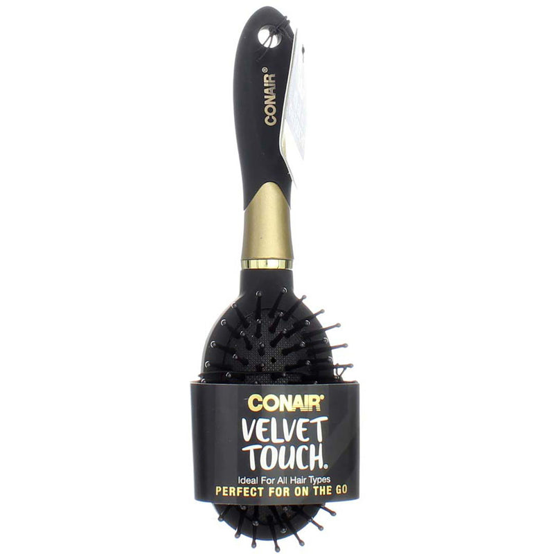 Conair Velvet Touch Cushion Hair Brush, Black