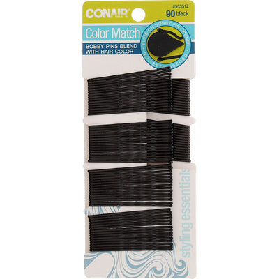 Conair Color Match Bobby Pins, Black, 90 Ct
