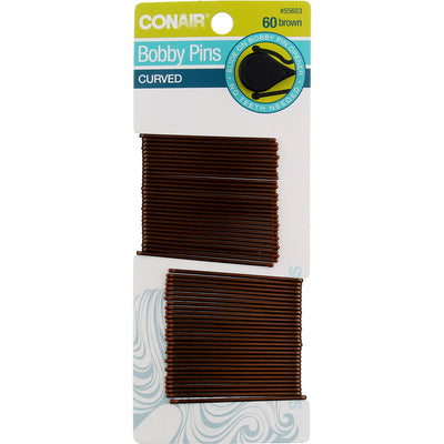 Conair Curved Bobby Pins, Brown, 60 Ct