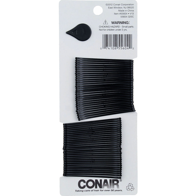 Conair Curved Curved Bobby Pins, Black, 60 Ct