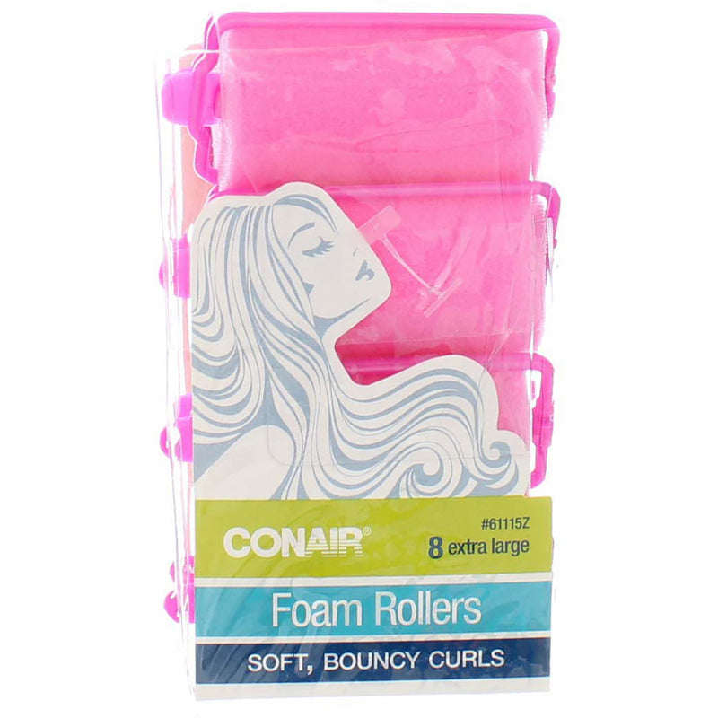 Conair Foam Rollers Extra Large Foam Hair Rollers, Extra Large, Pink, 8 Ct