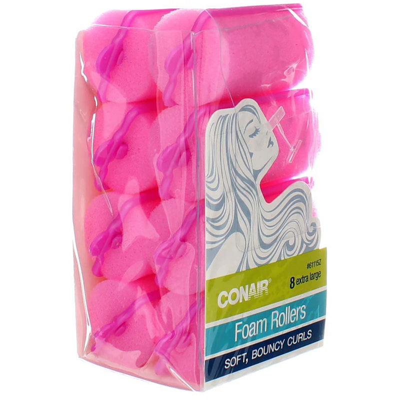 Conair Foam Rollers Extra Large Foam Hair Rollers, Extra Large, Pink, 8 Ct