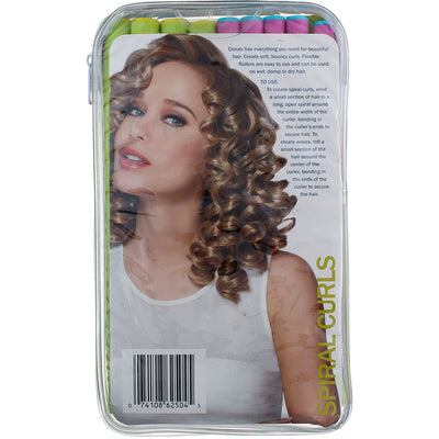 Conair Flexible Rollers Spiral Curls Flexible Hair Rollers, Medium, Assorted Colors, 18 Ct
