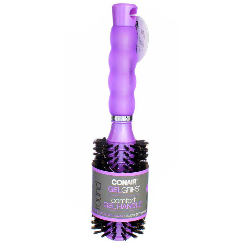 Conair Gel Grips Round Round Hair Brush, Purple