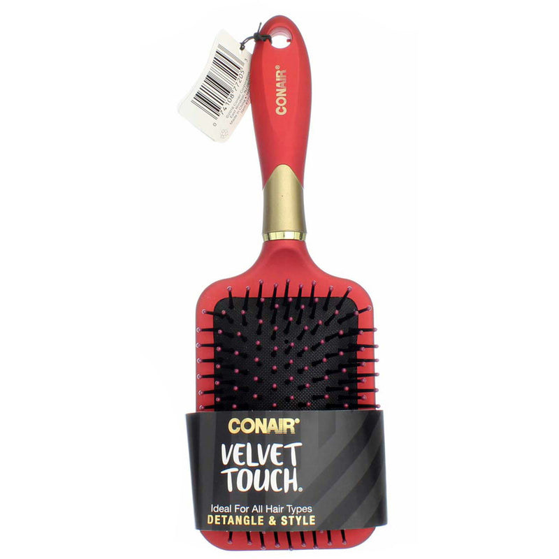 Conair Velvet Touch Paddle Hair Brush, Red