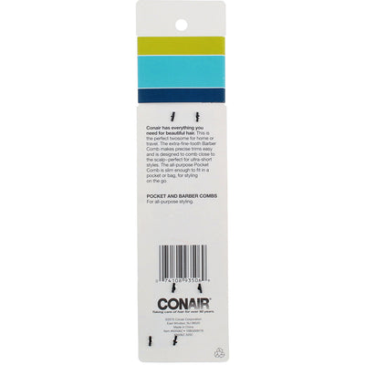 Conair Smooth & Style Pocket & Barber Comb, 2 Ct