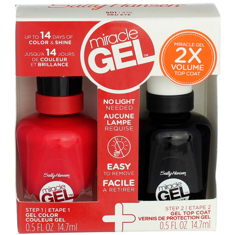 Sally Hansen Miracle Gel Nail Polish Liquid, 2 Ct, Red Eye, 0.5 fl oz