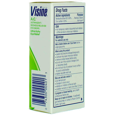 Visine A.C. Seasonal Itching + Redness Relief Eye Drops, 0.5 fl oz
