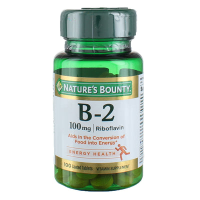 Nature's Bounty B2 Riboflavin Coated Vitamin Tablets, 100 Mg, 100 Ct