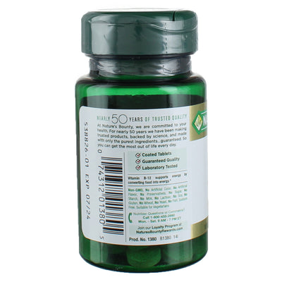 Nature's Bounty Vitamin B12 Coated Tablets, 1000 mcg, 100 Ct