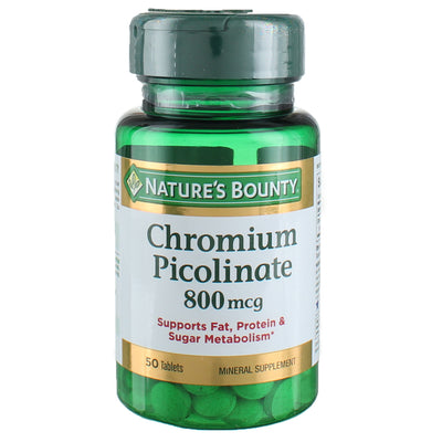 Nature's Bounty Chromium Picolinate Tablets, 800 mcg, 50 Ct