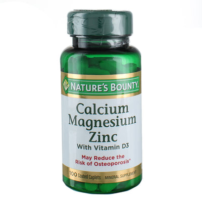 Nature's Bounty Calcium Magnesium Zinc Coated Caplets, 100 Ct