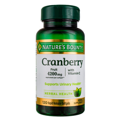 Nature's Bounty Herbal Health Cranberry Rapid Release Softgels, 4200 mg, 120 Ct