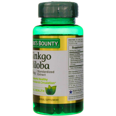 Nature's Bounty Herbal Health Ginkgo Biloba Capsules, 120 mg, 100 Ct