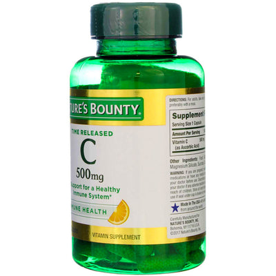 Nature's Bounty Immune Health Vitamin C Time Released Capsules, 500 mg, 100 Ct