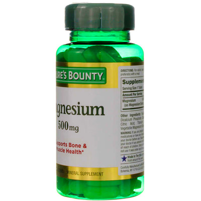 Nature's Bounty Magnesium Coated Tablets, 500 mg, 100 Ct