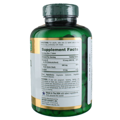 Nature's Bounty Mineral Calcium Tablets, 500 units, 300 Ct