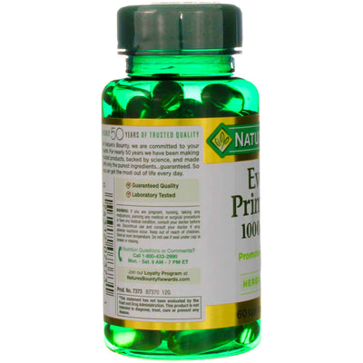 Nature's Bounty Herbal Health Evening Primrose Oil Rapid Release Softgels, 1000 mg, 60 Ct