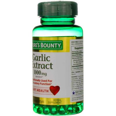 Nature's Bounty Herbal Health Odorless Garlic Extract Rapid Release Softgels, 1000 mg, 100 Ct