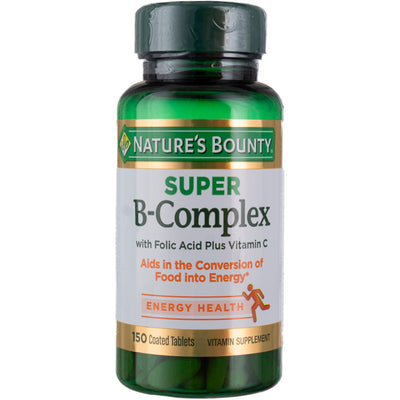 Nature's Bounty Super B Complex Tablets With Folic Acid, Vitamin B12, 150 Ct