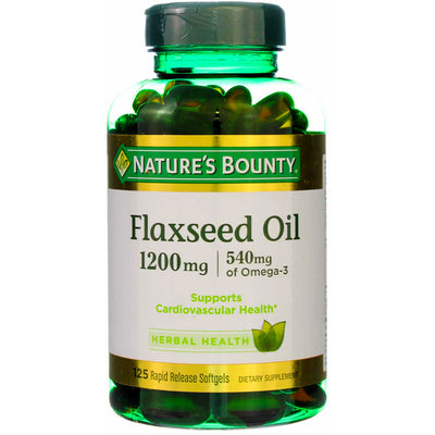 Nature's Bounty Herbal Health Flaxseed Oil Rapid Release Softgels, 1200 mg, 125 Ct