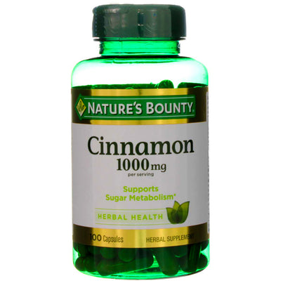 Nature's Bounty Herbal Health Cinnamon Capsules, 1000 mg, 100 Ct