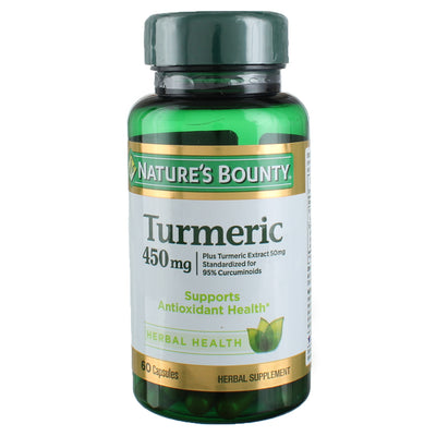 Nature's Bounty Herbal Health Turmeric Capsules, 450 mg, 60 Ct