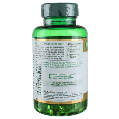 Nature's Bounty Immune Health D3 vitamins softgels, 25 mcg, 250 Ct