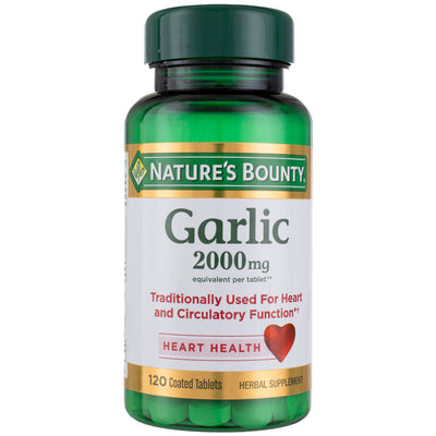 Nature's Bounty Garlic Tablets, Heath Health, 2000 Mg, 120 Ct
