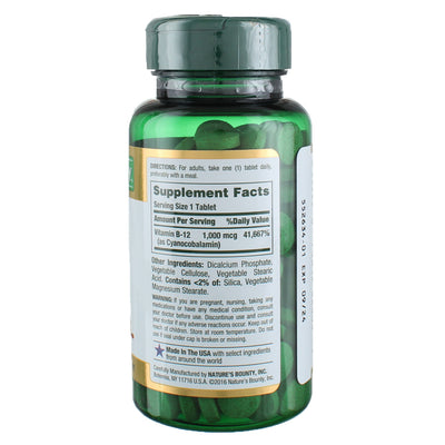 Nature's Bounty Vitamin B-12 Coated Tablets, 1000 mcg, 200 Ct