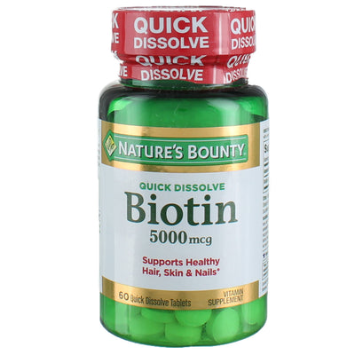 Nature's Bounty Biotin Quick Dissolve Tablets, 5000 mcg, 60 Ct