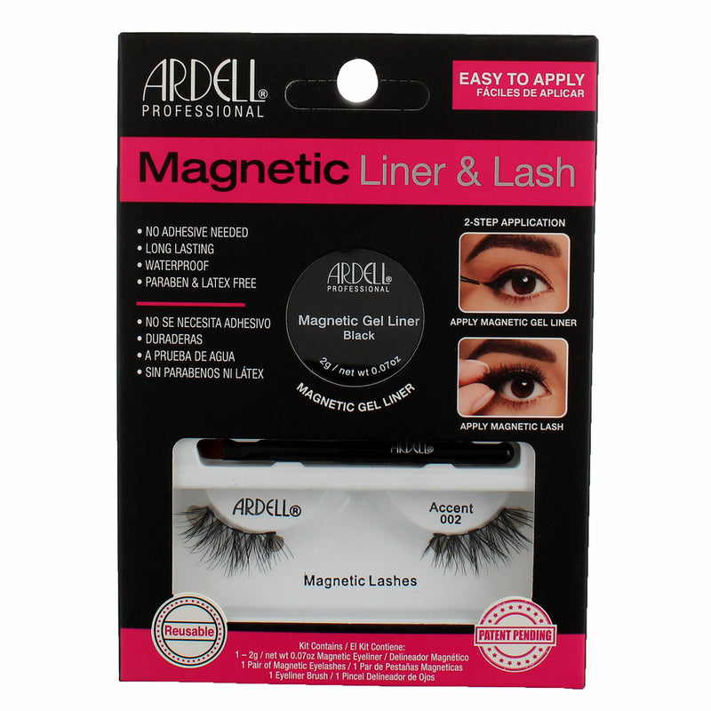 Ardell Professional Magnetic Liner And Lash, Accent 002, Waterproof, 0.07 oz, 2 Ct