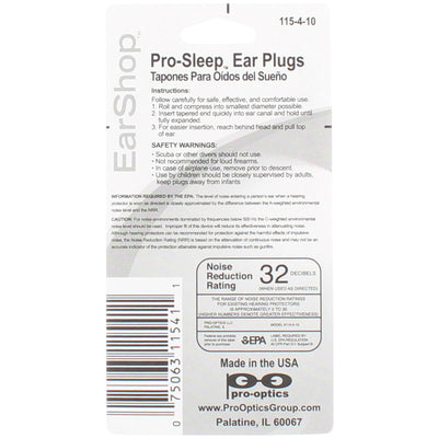 Ear Shop Pro-Sleep Ear Plugs, 20 Ct
