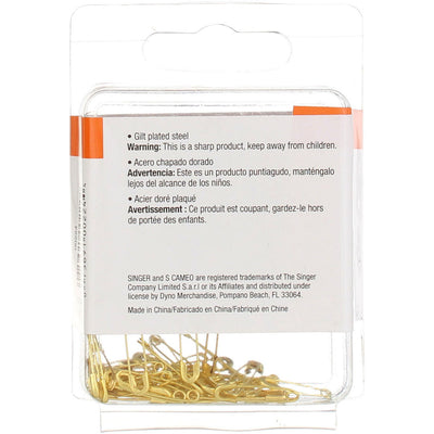 Singer Safety Pins, Alloy Plated, Size 00 & Size 0, 19mm & 22mm, 50 Ct