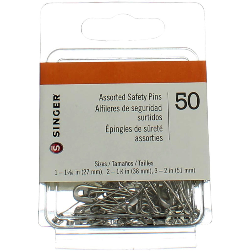 Singer Safety Pins, Assorted Sizes - 50 count