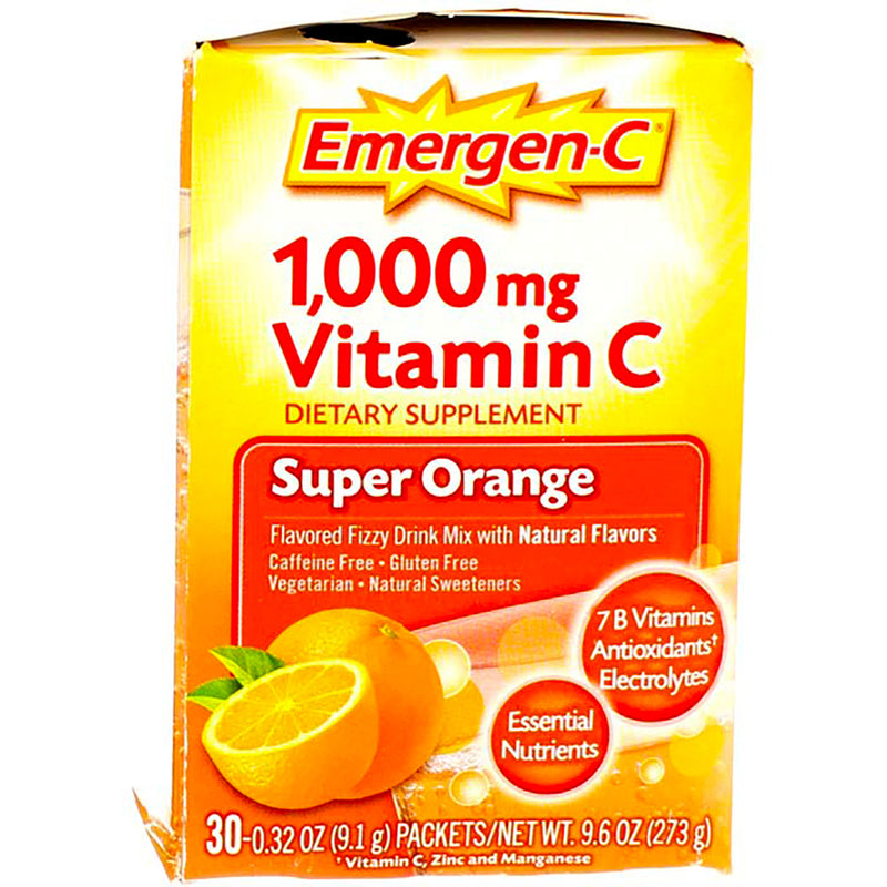 Emergen-C Vitamin C Powder Packets, 1000 mg, Super Orange, 30 Ct