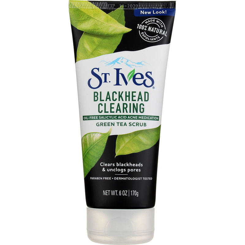 St Ives Blackhead Clearing Exfoliating Face Scrub, Green Tea & Bamboo, 6 oz