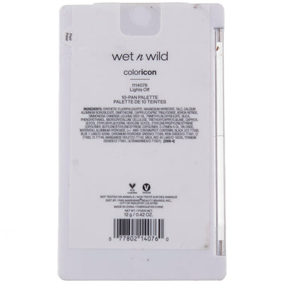 Wet n Wild Color Icon 10-Pan Eyeshadow Palette, Lights Off, 0.42 oz