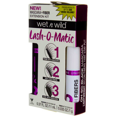 Wet n Wild Lash-O-Matic Mascara + Fiber Extension Kit, Very Black C142A, 0.37 fl oz, 2 Ct