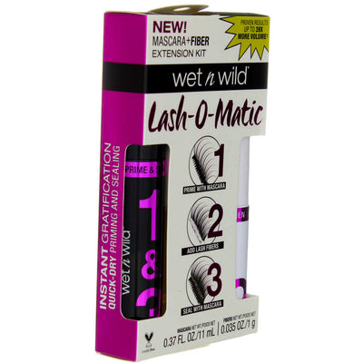 Wet n Wild Lash-O-Matic Mascara + Fiber Extension Kit, Very Black C142A, 0.37 fl oz, 2 Ct