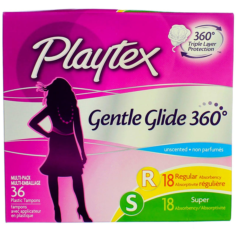 Playtex Gentle Glide Tampons, Multi-Pack, Unscented, 36 Ct