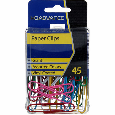 HQ Advance Giant Paper Clips, Giant, Assorted Colors, 45 Ct