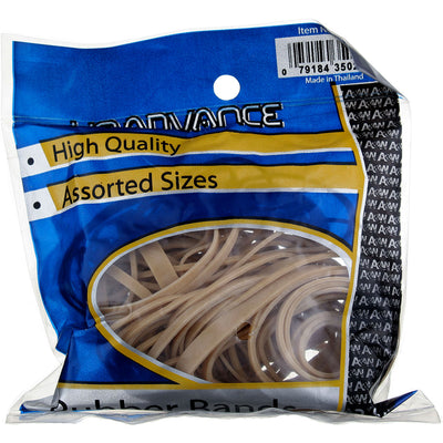 HQ Advance High Quality Rubber Bands, Assorted Sizes, Tan, 1.5 oz