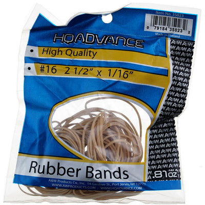 HQ Advance High Quality Rubber Bands, 2.5" x 1/16", Tan, 0.81 oz