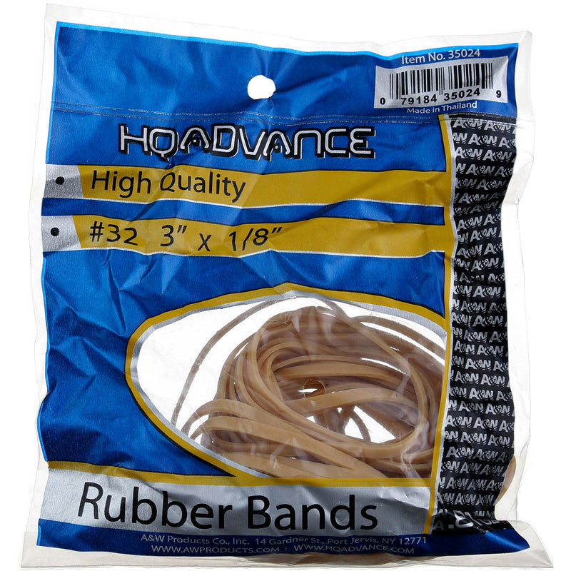 HQ Advance High Quality Rubber Bands, 3" x 1/8", Tan, 0.81 oz