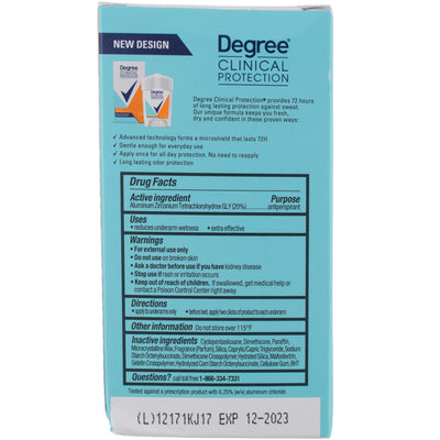 Degree Clinial Protection Deodorant Stick, Summer Strength, 1.7 oz